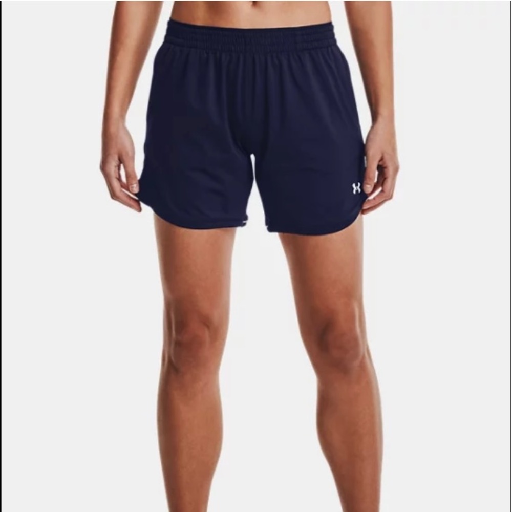 Under Armour Womens Knit Mid-Length Short 5” Navy Blue Size Medium